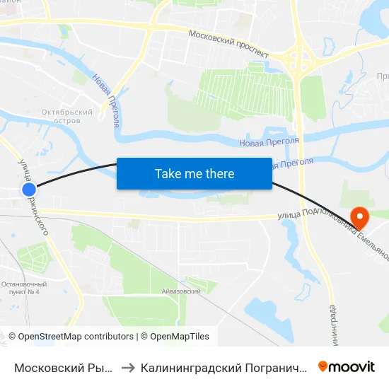 Московский Рынок (Из Центра) to Калининградский Пограничный Институт Фсб России map