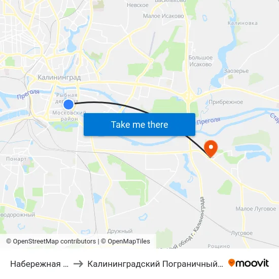 Набережная Ветеранов to Калининградский Пограничный Институт Фсб России map
