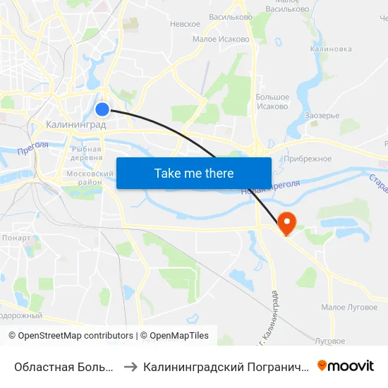Областная Больница (Из Центра) to Калининградский Пограничный Институт Фсб России map