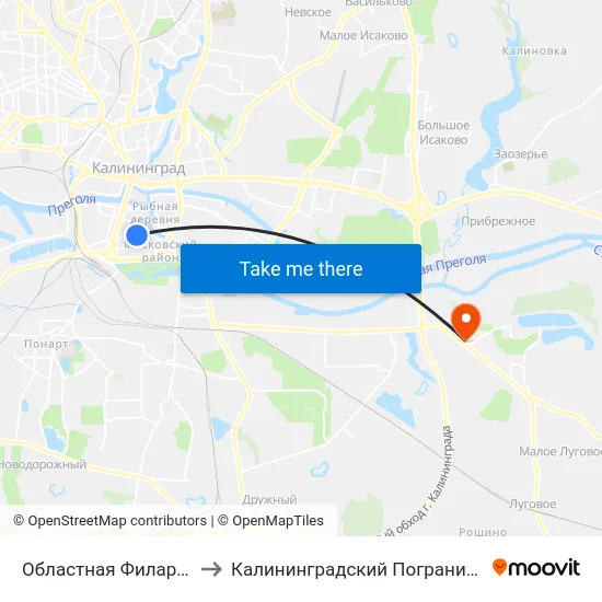 Областная Филармония (Из Центра) to Калининградский Пограничный Институт Фсб России map