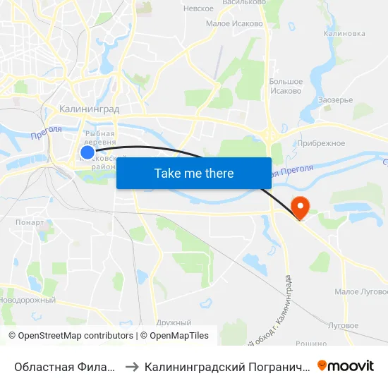 Областная Филармония (В Центр) to Калининградский Пограничный Институт Фсб России map