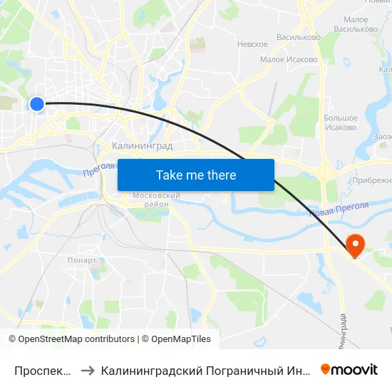 Проспект Мира to Калининградский Пограничный Институт Фсб России map