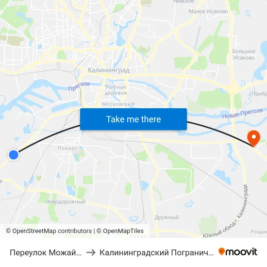 Переулок Можайский (Из Центра) to Калининградский Пограничный Институт Фсб России map