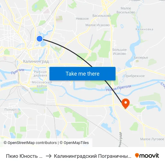 Пкио Юность (Из Центра) to Калининградский Пограничный Институт Фсб России map