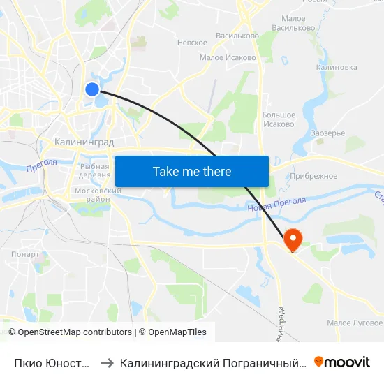 Пкио Юность (В Центр) to Калининградский Пограничный Институт Фсб России map