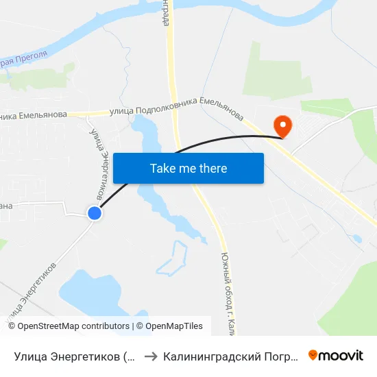 Улица Энергетиков (По Требованию, Из Центра) to Калининградский Пограничный Институт Фсб России map