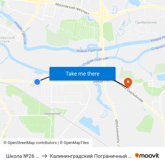 Школа №26 (В Центр) to Калининградский Пограничный Институт Фсб России map