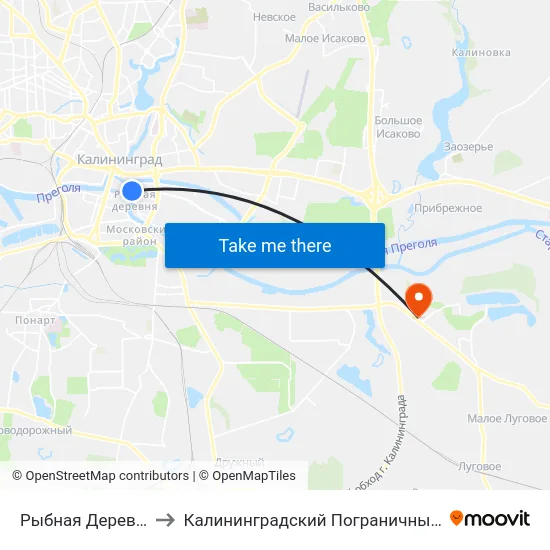 Рыбная Деревня (В Центр) to Калининградский Пограничный Институт Фсб России map
