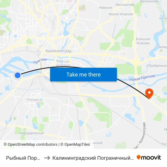 Рыбный Порт (В Центр) to Калининградский Пограничный Институт Фсб России map