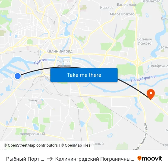 Рыбный Порт (Из Центра) to Калининградский Пограничный Институт Фсб России map