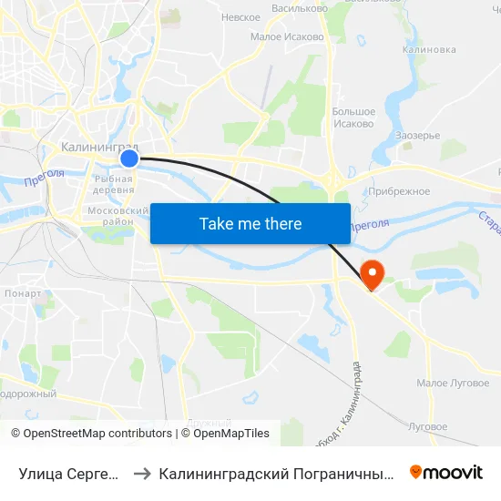 Улица Сергея Тюленина to Калининградский Пограничный Институт Фсб России map
