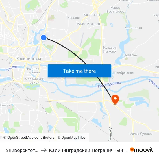 Университет (В Центр) to Калининградский Пограничный Институт Фсб России map