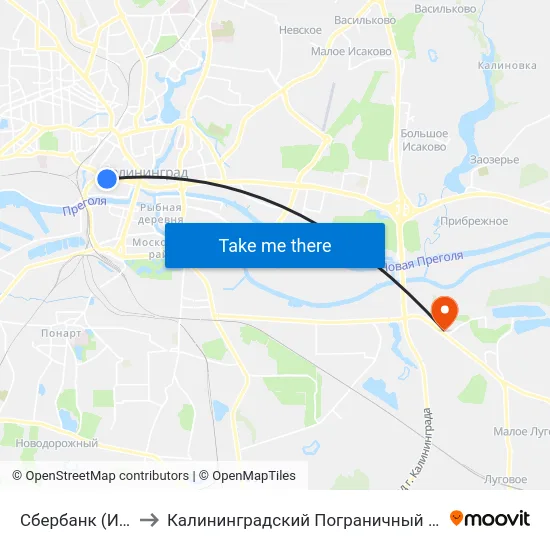 Сбербанк (Из Центра) to Калининградский Пограничный Институт Фсб России map