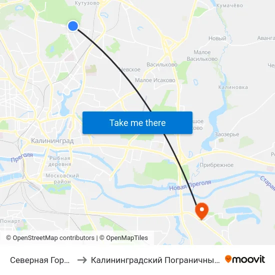 Северная Гора (Конечная) to Калининградский Пограничный Институт Фсб России map