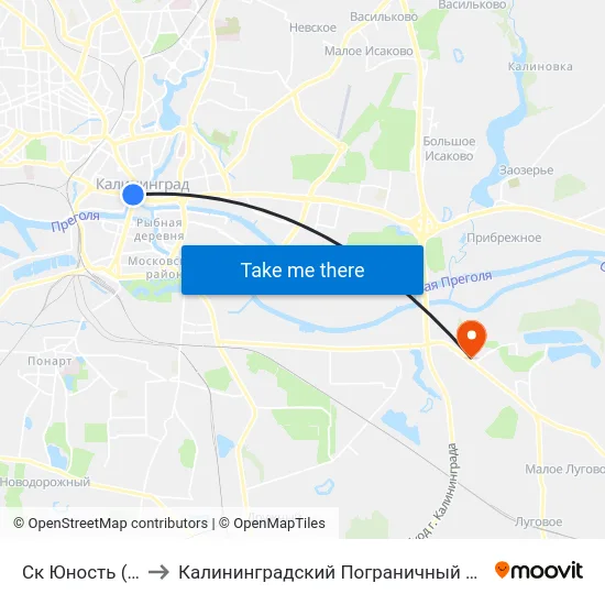 Ск Юность (В Центр) to Калининградский Пограничный Институт Фсб России map