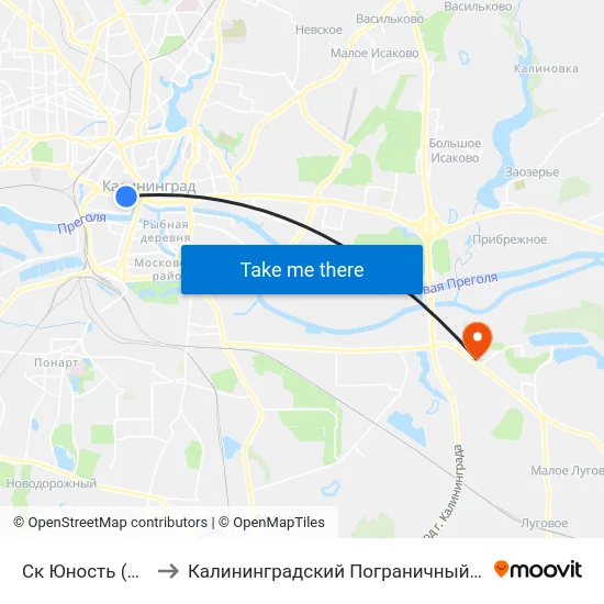 Ск Юность (Из Центра) to Калининградский Пограничный Институт Фсб России map