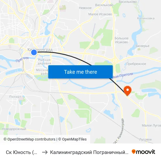 Ск Юность (Из Центра) to Калининградский Пограничный Институт Фсб России map