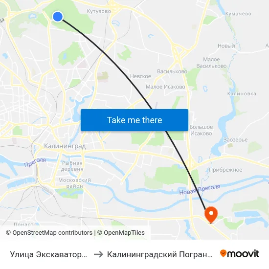Улица Экскаваторная (По Требованию) to Калининградский Пограничный Институт Фсб России map