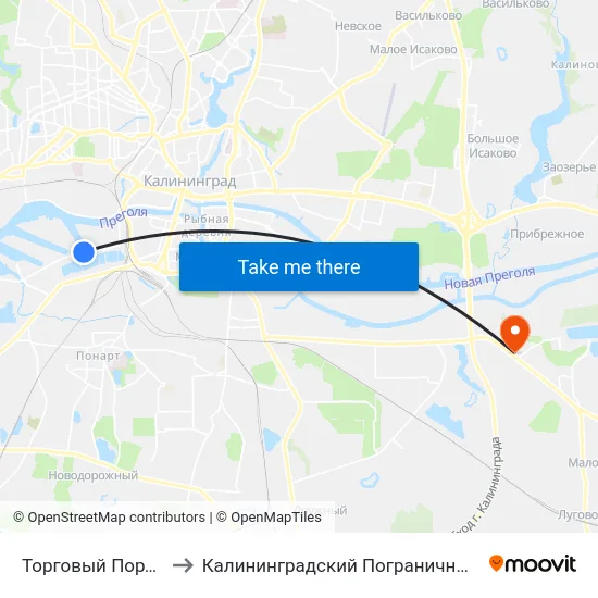 Торговый Порт (Из Центра) to Калининградский Пограничный Институт Фсб России map