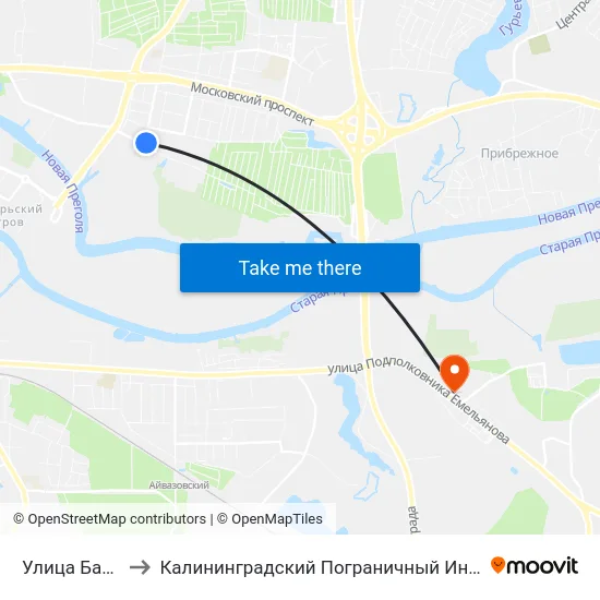 Улица Баженова to Калининградский Пограничный Институт Фсб России map