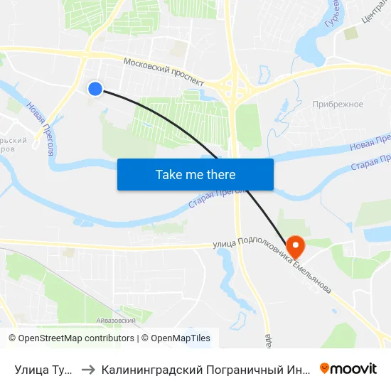 Улица Тульская to Калининградский Пограничный Институт Фсб России map