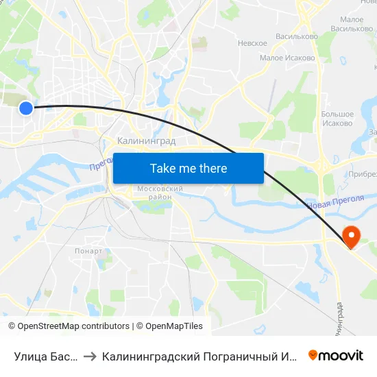 Улица Бассейная to Калининградский Пограничный Институт Фсб России map