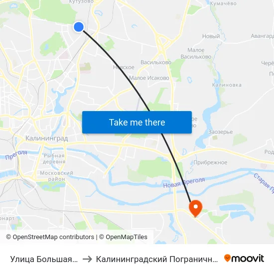 Улица Большая Окружная 3-Я to Калининградский Пограничный Институт Фсб России map
