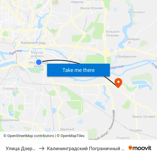 Улица Дзержинского to Калининградский Пограничный Институт Фсб России map