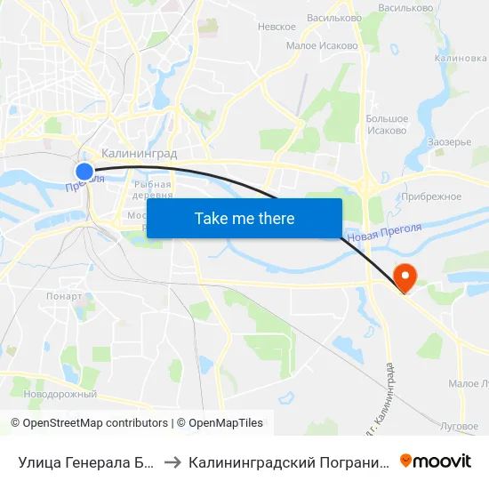 Улица Генерала Буткова (Из Центра) to Калининградский Пограничный Институт Фсб России map