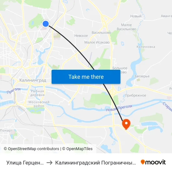 Улица Герцена (В Центр) to Калининградский Пограничный Институт Фсб России map