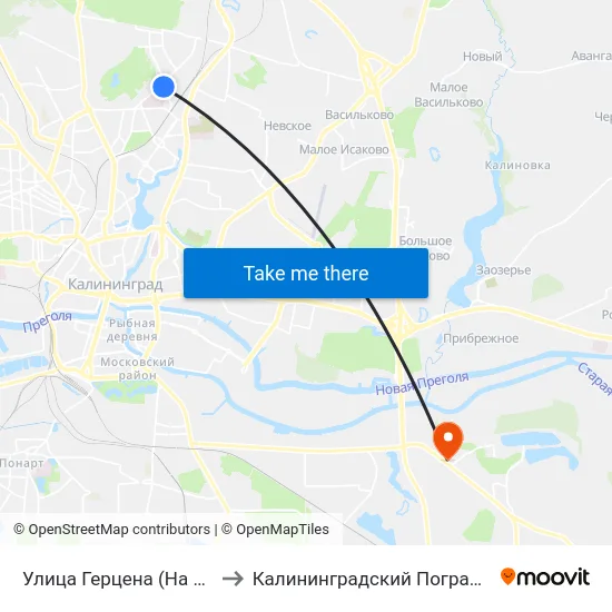 Улица Герцена (На Ул. Колхозная, В Центр) to Калининградский Пограничный Институт Фсб России map