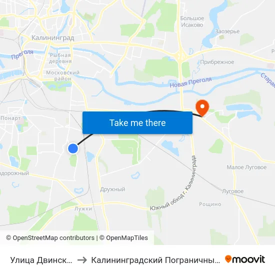 Улица Двинская (В Центр) to Калининградский Пограничный Институт Фсб России map