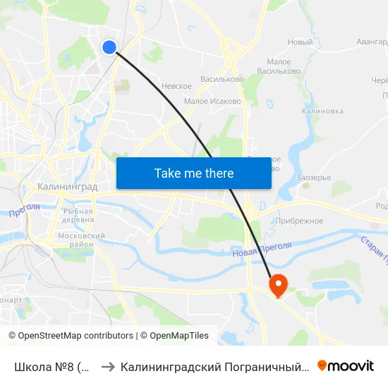 Школа №8 (Из Центра) to Калининградский Пограничный Институт Фсб России map