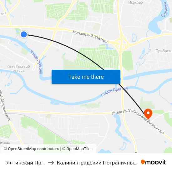 Ялтинский Пруд (В Центр) to Калининградский Пограничный Институт Фсб России map