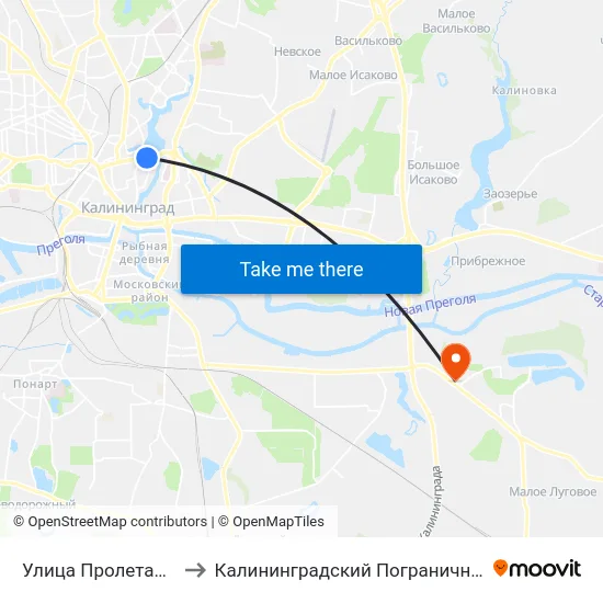 Улица Пролетарская (В Центр) to Калининградский Пограничный Институт Фсб России map