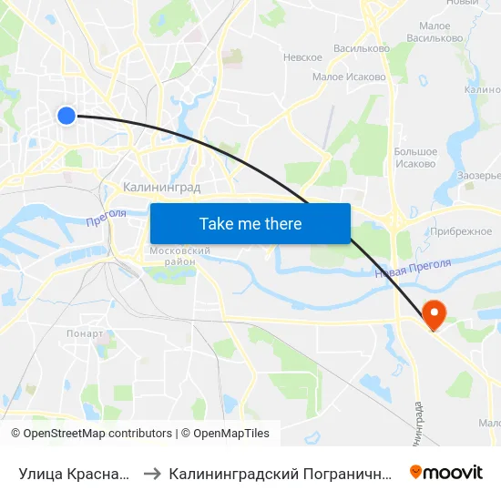 Улица Красная (Из Центра) to Калининградский Пограничный Институт Фсб России map