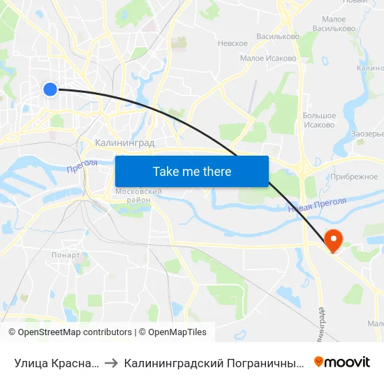Улица Красная (В Центр) to Калининградский Пограничный Институт Фсб России map