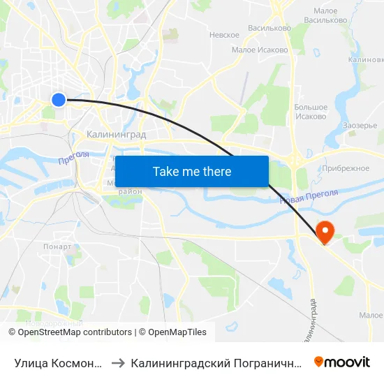 Улица Космонавта Леонова to Калининградский Пограничный Институт Фсб России map