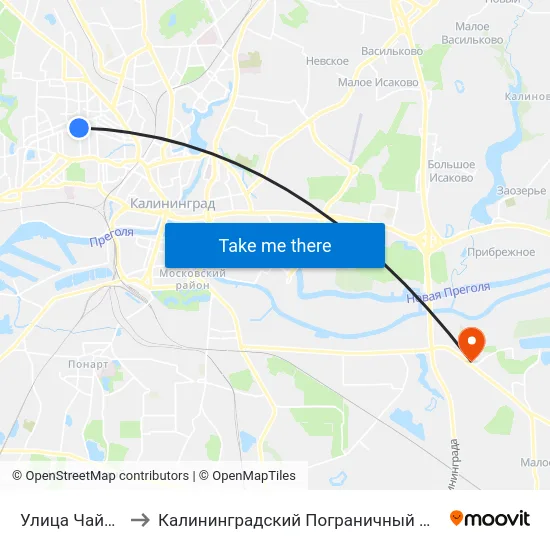Улица Чайковского to Калининградский Пограничный Институт Фсб России map