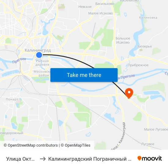Улица Октябрьская to Калининградский Пограничный Институт Фсб России map