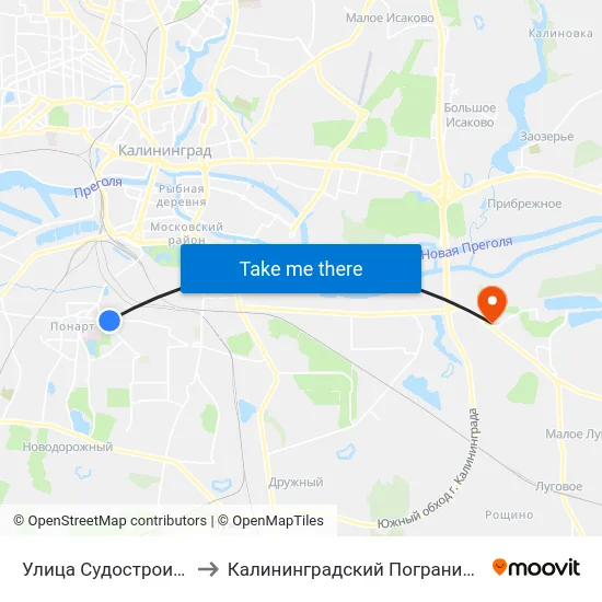 Улица Судостроительная (В Центр) to Калининградский Пограничный Институт Фсб России map