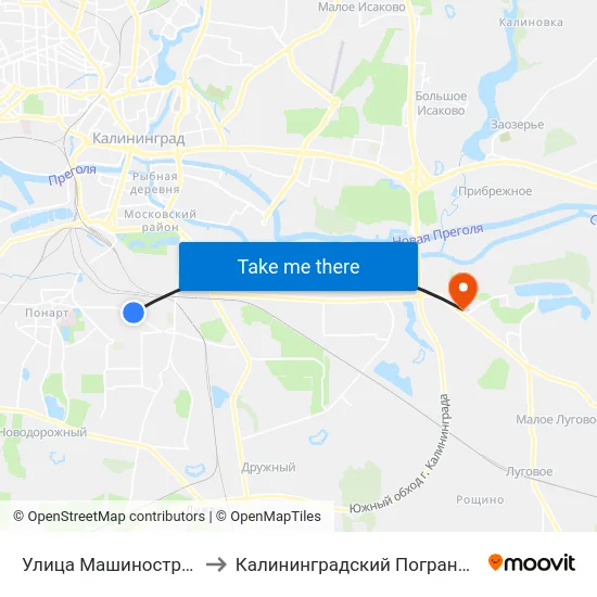 Улица Машиностроительная (В Центр) to Калининградский Пограничный Институт Фсб России map