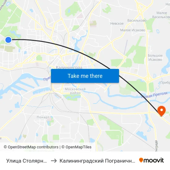 Улица Столярная (Из Центра) to Калининградский Пограничный Институт Фсб России map
