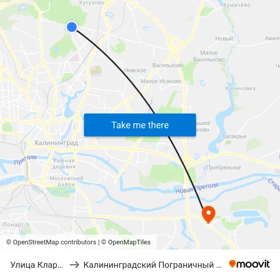 Улица Клары Цеткин to Калининградский Пограничный Институт Фсб России map