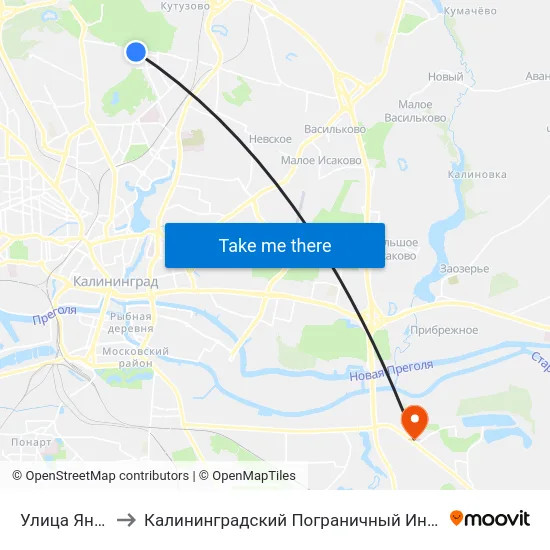 Улица Янтарная to Калининградский Пограничный Институт Фсб России map