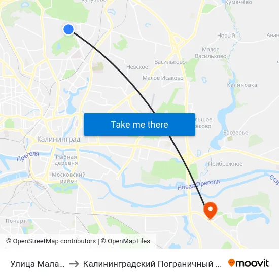 Улица Малая Лесная to Калининградский Пограничный Институт Фсб России map