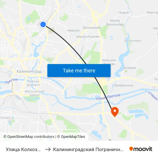 Улица Колхозная (В Центр) to Калининградский Пограничный Институт Фсб России map