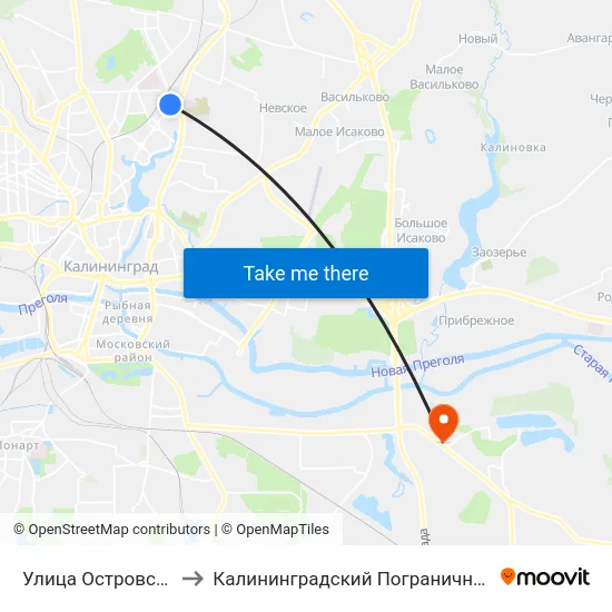 Улица Островского (В Центр) to Калининградский Пограничный Институт Фсб России map