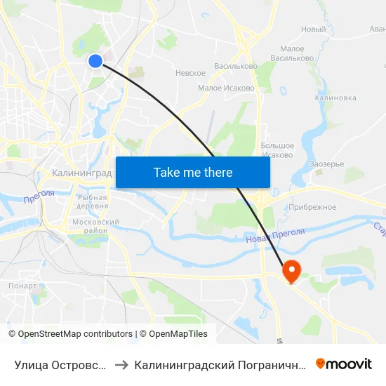 Улица Островского (В Центр) to Калининградский Пограничный Институт Фсб России map