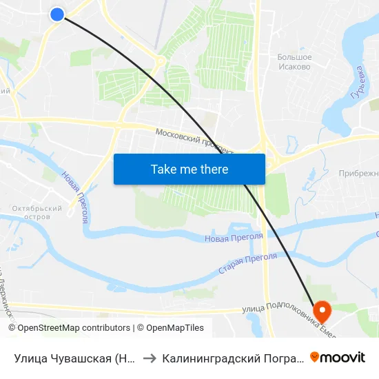 Улица Чувашская (На Ул. Куйбышева, В Центр) to Калининградский Пограничный Институт Фсб России map